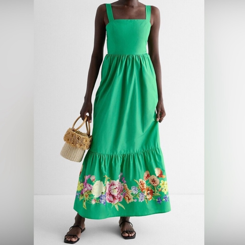 EXPRESS Green Floral Maxi Dress